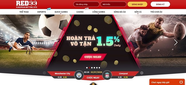 Hoàn trả cược 1.5% tại Red88