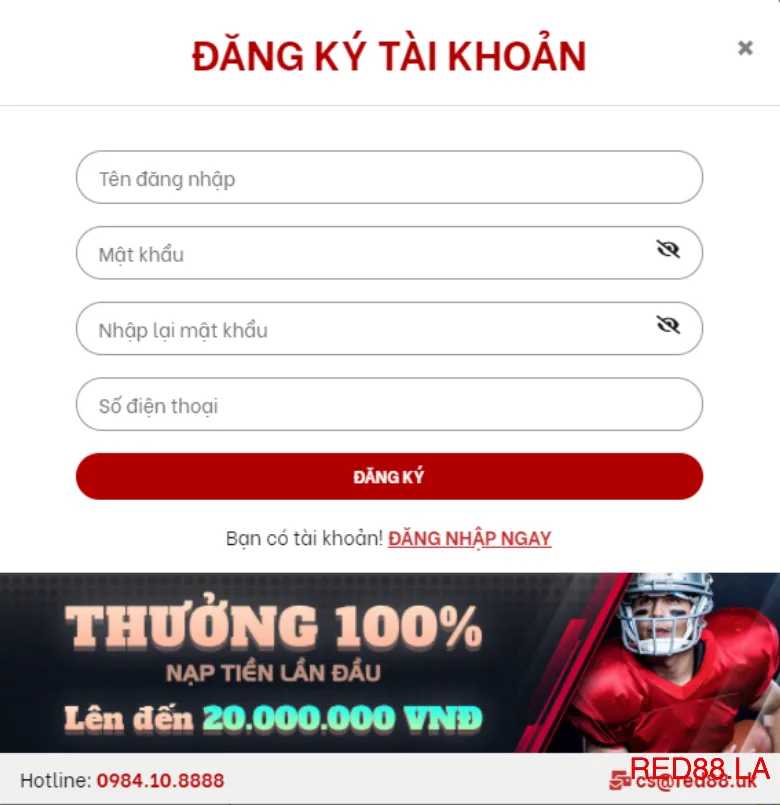 Hướng dẫn đăng ký  RED88 trên điện thoại di động